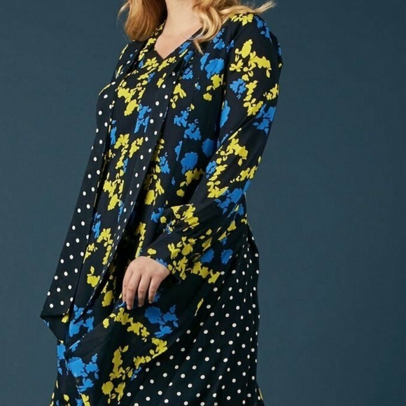 Tanya Taylor Roma Silk Blue Yellow Floral Print Polkadot Mini Dress Sz 10 - Picture 3 of 13